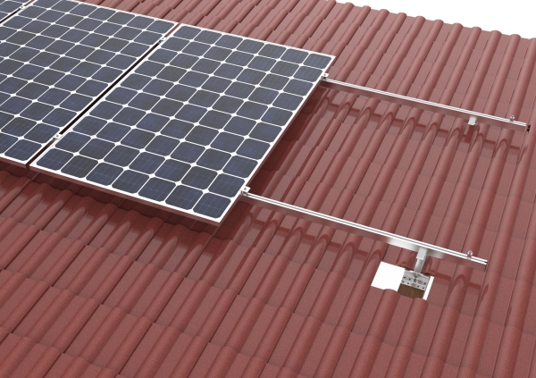 Montagesystem für Dachpfanne 4 Solarmodule 1-reihige Hochkant-Verlegung
