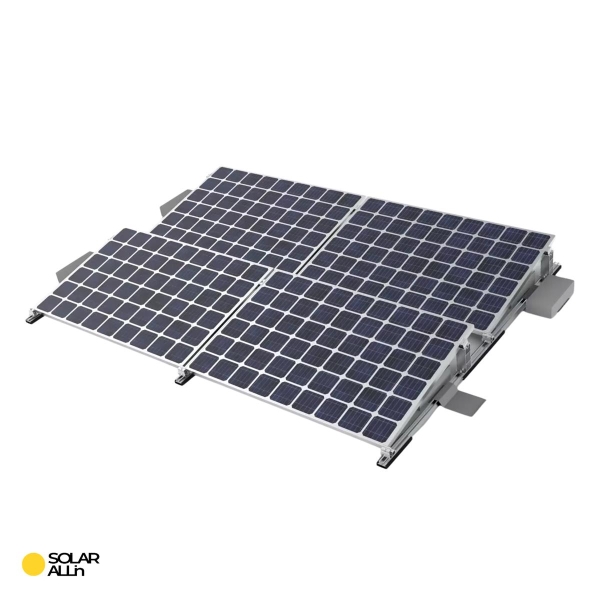 SOLAR ALLin Flachdach PV Montagesystem für Solaranlagen mit 4 Modulen, Süd & Ost/West Ausrichtung (10°)