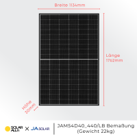 PV Solarmodul Bifazial JA SOLAR JAM54D40_440/LB mit 440 Wp