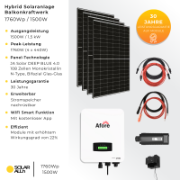 1800Wp/1500W (1,5kW) Hybrid Solaranlage, JA Solar Bifazial, Afore, WIFI