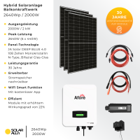 2640Wp/2000W (2kW) Hybrid Solaranlage, JA Solar Bifazial,...