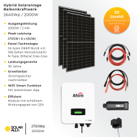 2700Wp/2000W (2kW) Hybrid Solaranlage, JA Solar Bifazial,...