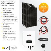 3520Wp/3000W (3kW) Hybrid Solaranlage, JA Solar Bifazial,...