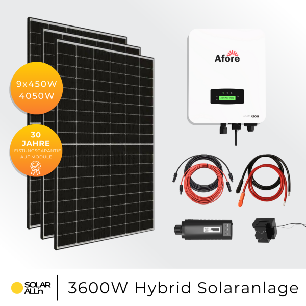 4050Wp/3600W (3,6kW) Hybrid Solaranlage, JA Solar Bifazial, Afore, WIFI