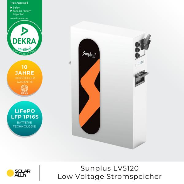 5,12kWh Stromspeicher LiFePO Batteriesystem Low-Volt SP-LV5120-W  für PV-Anlage