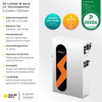 5,12kWh Stromspeicher LiFePO Batteriesystem Low-Volt...