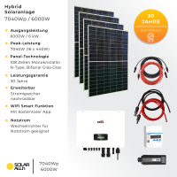 7040Wp/6kW Hybrid PV-Anlage | 16x Ulica Solar Module Bifazial 440Wp | Afore Hybrid Wechselrichter 3-Phasig HV | App & WiFi