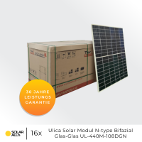 7040Wp/6kW Hybrid PV-Anlage | 16x Ulica Solar Module Bifazial 440Wp | Afore Hybrid Wechselrichter 3-Phasig HV | App & WiFi