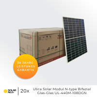 8800Wp/8kW Hybrid PV-Anlage | 20x Ulica Solar Module Bifazial 440Wp | Afore Hybrid Wechselrichter 3-Phasig HV | App & WiFi