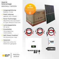 8800Wp/8kW Hybrid PV-Anlage | 20x Ulica Solar Module Bifazial 440Wp | Afore Hybrid Wechselrichter 3-Phasig HV | App & WiFi