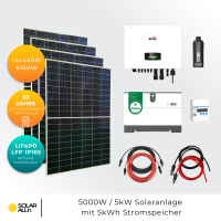 6160Wp/5kW PV-Anlage mit 5kWh HV Stromspeicher | 14x Ulica Solar Module Bifazial 440Wp | Afore Hybrid Wechselrichter 3-Phasig HV | App & WiFi