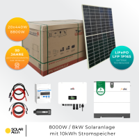 8800Wp/8kW PV-Anlage mit 10kWh HV Stromspeicher | 20x Ulica Solar Module Bifazial 440Wp | Afore Hybrid Wechselrichter 3-Phasig HV | App & WiFi