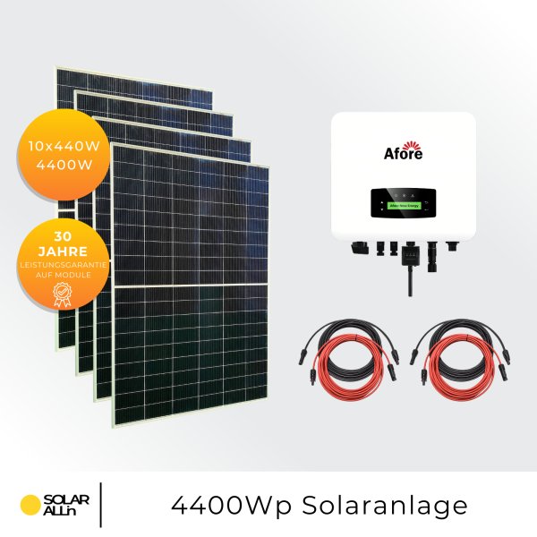 4400Wp/3,6kW PV-Anlage | 10x Ulica Solar Module Bifazial 440Wp | Afore String Wechselrichter einphasig | App & WiFi