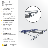 5kWp/4,6kW Solar Komplettset mit 5,12kWh LiFePO4 Stromspeicher und Montagesystem für Flachdach | 12x JA Solar Module Bifazial 440Wp | Afore Hybrid Wechselrichter 1-Phasig LV | App & WiFi