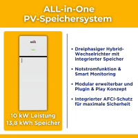 10kW/13.8kWh Afore All in One PV-Anlage autarkes Komplettset | High Voltige Energiespeichersystem | Montagesets und Zubehör