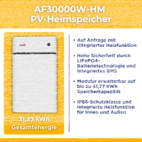 30kW/30kWh PV-Energiespeichersystem autarkes Komplettset | Kleingewerbe/Notstromfähige PV-Anlage | Montagesets und Zubehör