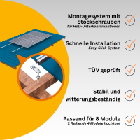 2in1 PV-Tower | 3,6 kW Solaranlage mit 5 kWh Speicher | Komplettset inkl. Stockschrauben Montagesystem