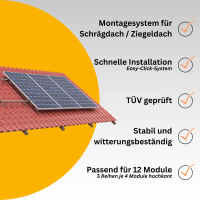 2in1 PV-Tower | 4,6 kW Solaranlage mit 5 kWh Speicher | Komplettset inkl. Ziegeldach Montagesystem