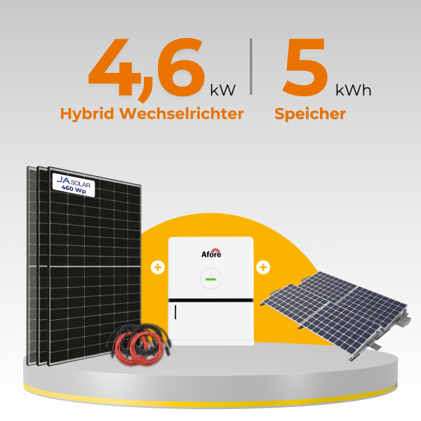 2in1 PV-Tower | 4,6 kW Solaranlage mit 5 kWh Speicher | Komplettset inkl. Flachdach Montagesystem