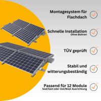 2in1 PV-Tower | 4,6 kW Solaranlage mit 5 kWh Speicher | Komplettset inkl. Flachdach Montagesystem