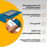 2in1 PV-Tower | 4,6 kW Solaranlage mit 5 kWh Speicher | Komplettset inkl. Stockschrauben Montagesystem