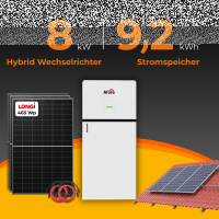 SolarTower 8 - 8 kW Photovoltaikanlage mit 9,2 kWh Stromspeicher | All-in-One PV-Komplettsystem | 20× LONGi BC-Module (465 Wp) | inkl. Montagesystem für Ziegeldach / Schrägdach