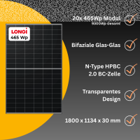 SolarTower 8 - 8 kW Photovoltaikanlage mit 9,2 kWh Stromspeicher | All-in-One PV-Komplettsystem | 20× LONGi BC-Module (465 Wp) | inkl. Stockschrauben Montagesystem für Holzuntergründe