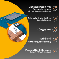SolarTower 10 - 10 kW Photovoltaikanlage mit 13,8 kWh Stromspeicher | All-in-One PV-Komplettsystem | 24× LONGi BC-Module (465 Wp) | inkl. Stockschrauben Montagesystem für Holzuntergründe