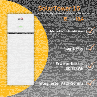 SolarTower 15 - 15 kW Photovoltaikanlage mit 18,4 kWh Stromspeicher | All-in-One PV-Komplettsystem | 36× LONGi BC-Module (465 Wp) | inkl. Montagesystem für Ziegeldach / Schrägdach