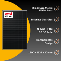 SolarTower 15 - 15 kW Photovoltaikanlage mit 18,4 kWh Stromspeicher | All-in-One PV-Komplettsystem | 36× LONGi BC-Module (465 Wp) | inkl. Montagesystem für Ziegeldach / Schrägdach
