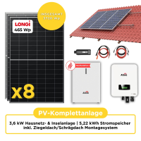 3,6 kW PV-Komplettanlage mit 5,22 kWh Stromspeicher |...