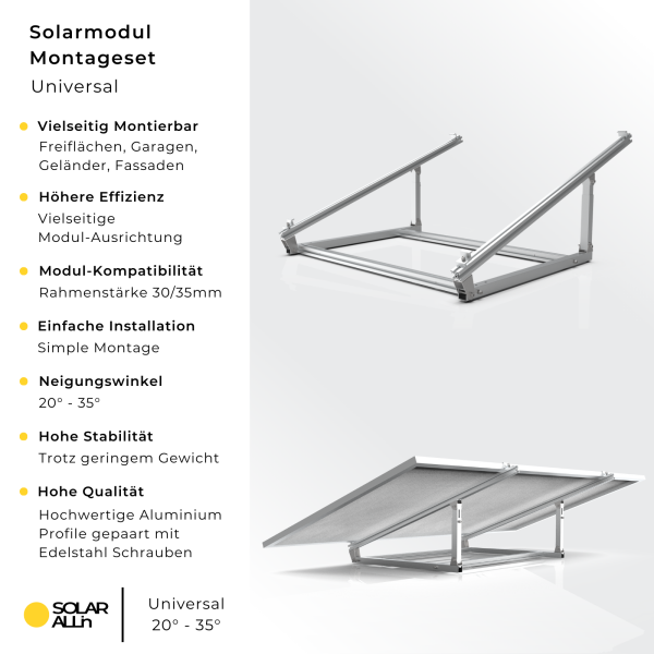 SOLAR ALLin Universal Montage-Set für Solarmodule - Befestigungssystem für PV-Anlage