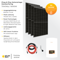 7040Wp/6000W (6kW) Steckerfertige PV-Anlage, WIFI, Solis, JA Solar